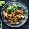 Chilli salt and pepper squid lettuce cups.