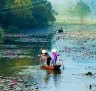 Yen stream on the way to Huong pagoda in Hanoi, Vietnam.