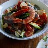 Hunan-style tiger prawns.