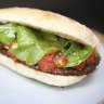 Ciabatta with eggplant parmigiana.