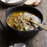 Lamb shank and barley soup with lots of vegies.