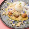 Belgian waffle balls with passionfruit creme patissiere.