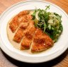 Chicken schnitzel with mustard gravy and fennel salad.