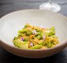 Casarecce with rabbit, peas, whey and society garlic at Fred's.