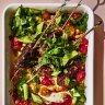 Lamb kofta skewers with a sturdy freekeh salad.