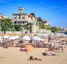 Praia do Tamariz beach in elegant coastal retreat Estoril.