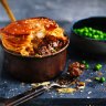 Neil Perry's beef chuck pie with peas. Yes please!