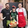 The town of Jindivick will get a food makeover for Melbourne Food and Wine Festival. Pictured from left: chefs Alejandro Saravia, Shannon Martinez and Victor Liong.