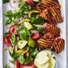 Garlicky grilled chicken with a simple salad.