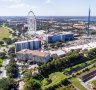 2A92N4W Orlando Florida,Universal Boulevard,The Wheel at ICON Park,Orlando Starflyer swing aerial view overhead, xxorlando