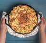 A dish of spaetzle – short, thin noodles layered with local cheeses, topped with fried onions and then baked until gooey and crispy and unctuous.