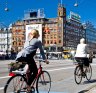 An electronic bicycle counter at the city hall square in Copenhagen, Denmark.