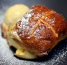 Hot cross bun, bread and butter pudding for Easter (or post-Easter).