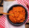 Ajvar, a condiment made from red capsicum, garlic, eggplant and chillies.