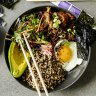 Gochujang chicken bibimbap bowl.