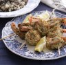 Turkish-style grilled prawn skewers.