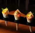 Cute sashimi cones are just the thing with a 'Japerol' spritz.