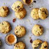 Vegan-friendly oat and spelt bikkies with seeds and fruit.