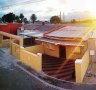 Elevated panoramic view of Cape Town Langa housing area at twilight.