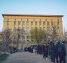 Hopefuls queue to enter Berghain ... many will be refused entry.