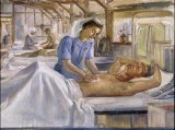 <i>Sponging a malaria patient</i>, 1945
oil on canvas on plywood Nora Heysen (1911-2003).
