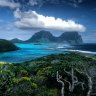 looking across the lagoon towards Mount Gower and Mount Lidgbird.