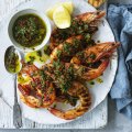 Grilled prawns with chermoula.