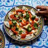 Go-to dish: Aushak dumplings, carefully pleated and topped with lentils warmed in a spiced tomato sauce.