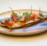 Blue Mackerel with pickled beetroot and ruby grapefruit at Bar Rochford.