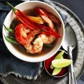 Hot-and-sour prawn soup.