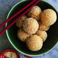 Sweet, sticky sesame rice balls.