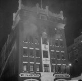 The fire at The Salvation Army William Booth Memorial Home in Little Lonsdale Street, Melbourne on August 13, 1966. 