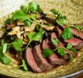 Japanese style: Wagyu rump cap with mushroom and Japone sauce.