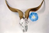 American artist Georgia O'Keeffe, Ram's Head, Blue Morning Glory, 1938. The inner life of flowers and the New Mexican desert were both major themes in O'Keeffe's work.