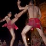 Muay Thai kick boxers at the Sikhoraphum Castle.