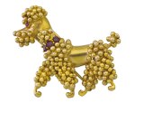 Lot 118: 18ct gold and gem-set 'Poodle' brooch, Van Cleef & Arpels, circa 1950. Estimate $10,000-$15,000.