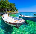 Boat at Islas de Rosario, Colombia.