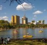 The Nairobi City skyline seen from Uhuru Park.