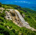 Hierve el Agua's natural rock formations are formed by freshwater springs saturated with calcium carbonate and other minerals. 
