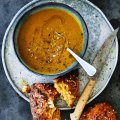 Dan Lepard's garlic, sweet potato and chickpea soup.