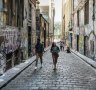 Hosier Lane and other normally bustling streets are eerily quiet in Melbourne, as people stay home and restaurants are forced to close, due to the Omicron variant.