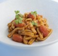 Go-to dish: Casarecce pasta with spanner crab, roast cherry tomato and prawn oil.