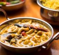 Cashew curry with yellow rice.