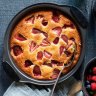 This strawberry and white chocolate almond cake, with macerated berries, is a delicious afternoon treat.