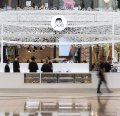 Black Star Pastry's newest store in Chadstone Shopping Centre plays on the fashion trend of "logomania" with a halo of suspended letters.