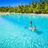 Aitutaki is famous for its equilateral-shaped triangular lagoon five times larger than the island surrounding it.