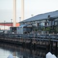 The evacuated pier in Docklands.