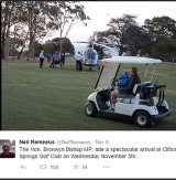 Spectacular entrance: Bronwyn Bishop arrives at Clifton Springs Gold Club in November.