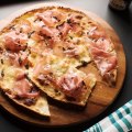 Good Food. ReccoLab Italian restaurant in Rozelle. Focaccia col formaggio Molto Buono (with prosciutto). Photographed Thursday 28th September 2017. Photograph by James Brickwood. SMH GOOD FOOD 170928