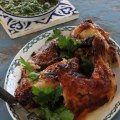 BBQ chicken with chimichurri sauce. 